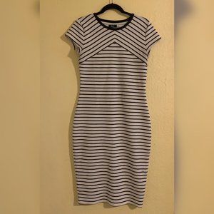 Black & White Striped Bodycon Dress Midi BDG